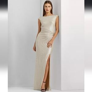 Ralph Lauren Shimmering Cream Maxi Dress